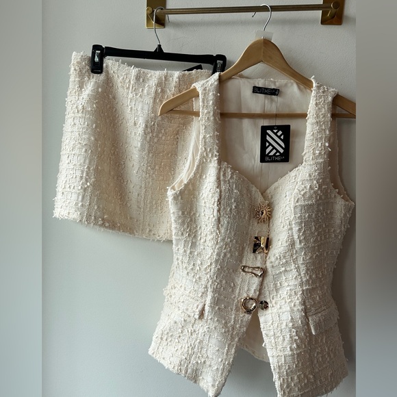 Blithe Dresses & Skirts - Blithe LA Cream Textured Vest & Skirt Set P2P 18” Waist 15.5” | 710